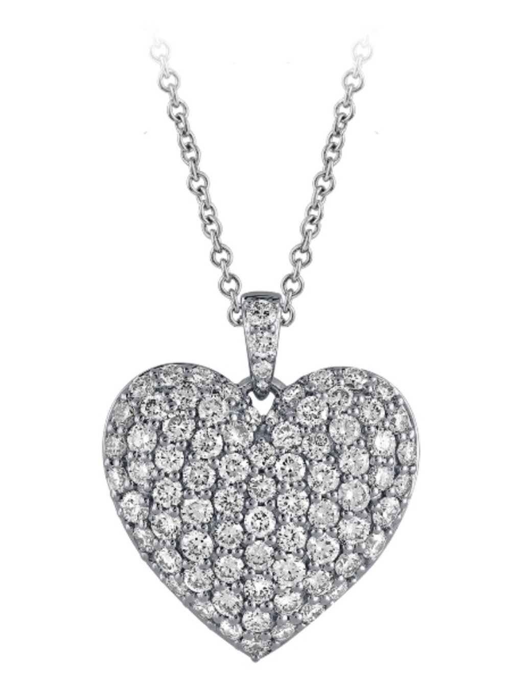 2.00 Carat Natural Diamond Heart Pave Necklace Pendant 14K White Gold